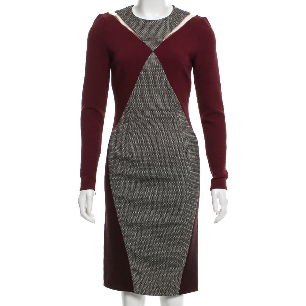 Gorgeous, gray and maroon long sleeve dress. Form fitting. Stella  McCartney